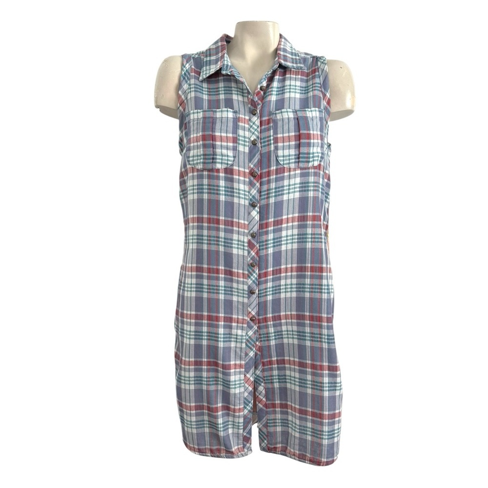 ARATTA SILENT JOURNEY ROMANTIC WESTERN PLAID FLORAL LACE TUNIC DRESS SZ S - Picture 4 of 11